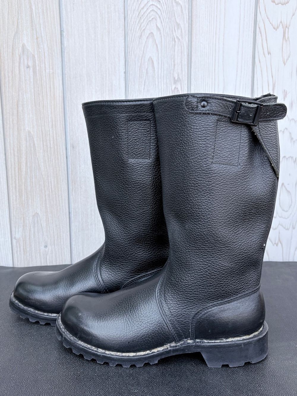 Black Leather Pull-On Boots with buckle - Picture 2 of 8